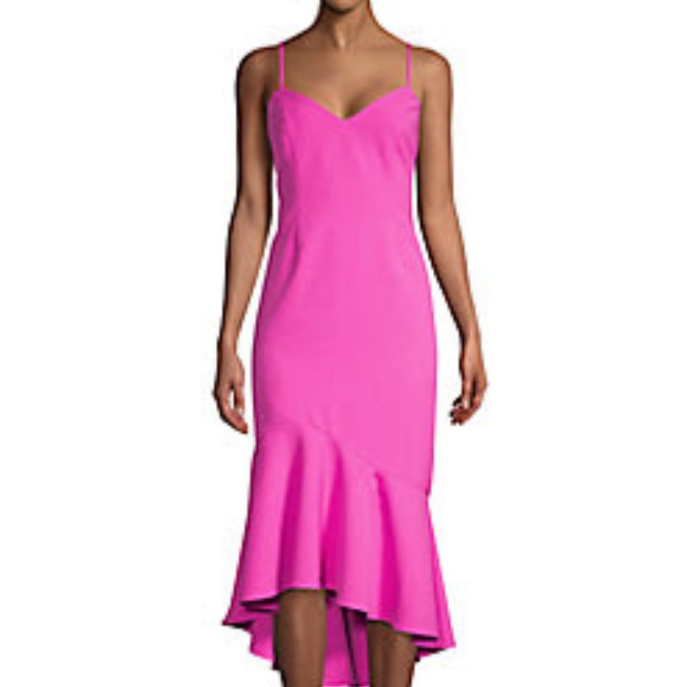 Bardot  Lisandra Ruffled Midi Dress Color: PINK SHOCK Size: Medium